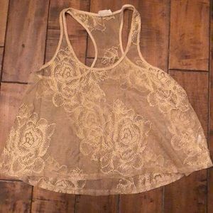 Sheer Gold and Sparkly Razor Back Top